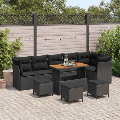 Tuin Sofa Set 10 st 6-Aantal zitplaatsen Zwart