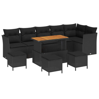 Tuin Sofa Set 10 st 6-Aantal zitplaatsen Zwart