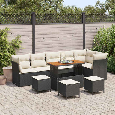 Tuin Sofa Set 10 st 6-Aantal zitplaatsen Zwart en crème