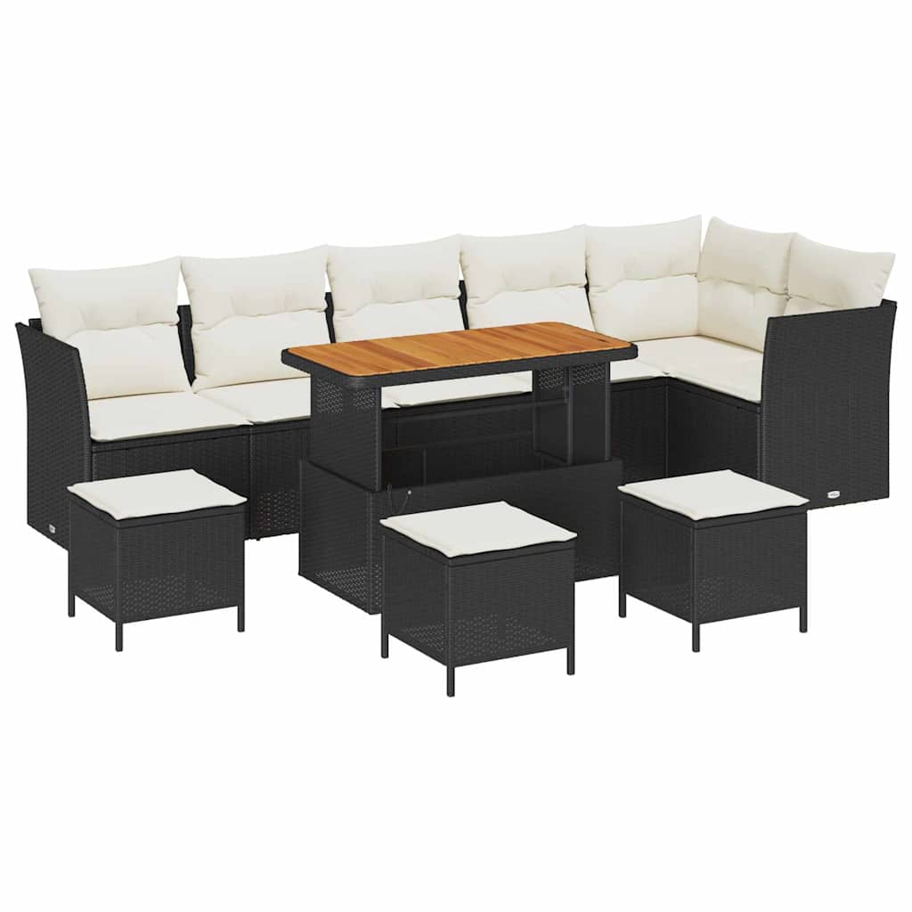 Tuin Sofa Set 10 st 6-Aantal zitplaatsen Zwart en crème