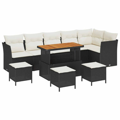 Tuin Sofa Set 10 st 6-Aantal zitplaatsen Zwart en crème