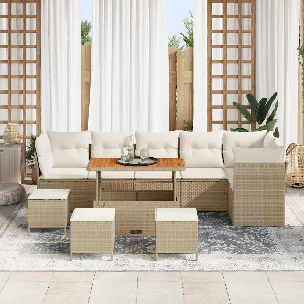 Tuin Sofa Set 10 st 6-Aantal zitplaatsen beige en crèmekleurig