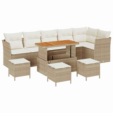 Tuin Sofa Set 10 st 6-Aantal zitplaatsen beige en crèmekleurig