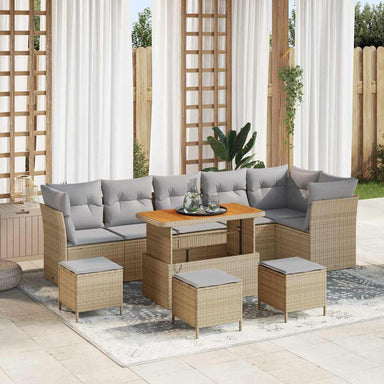 Tuin Sofa Set 10 st 6-Aantal zitplaatsen beige en lichtgrijs