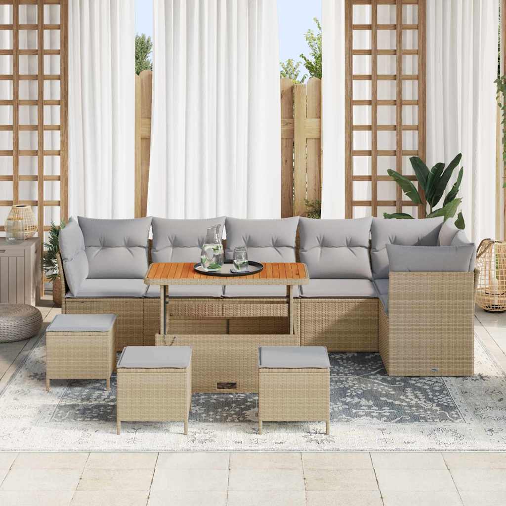 Tuin Sofa Set 10 st 6-Aantal zitplaatsen beige en lichtgrijs