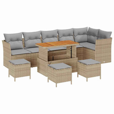 Tuin Sofa Set 10 st 6-Aantal zitplaatsen beige en lichtgrijs