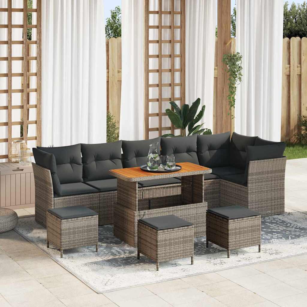 Tuin Sofa Set 10 st 6-Aantal zitplaatsen Grijs