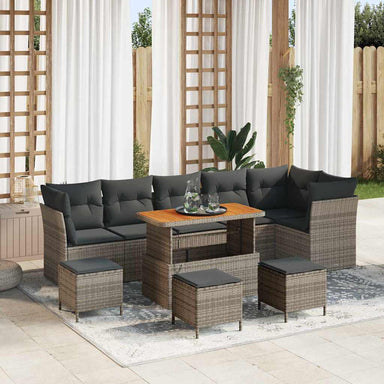 Tuin Sofa Set 10 st 6-Aantal zitplaatsen Grijs
