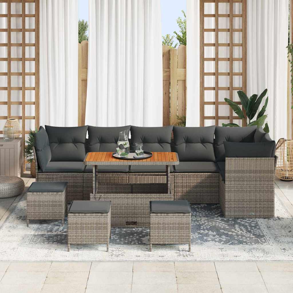 Tuin Sofa Set 10 st 6-Aantal zitplaatsen Grijs