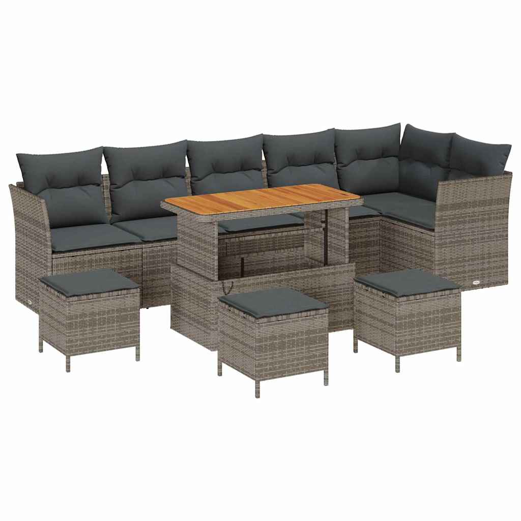 Tuin Sofa Set 10 st 6-Aantal zitplaatsen Grijs