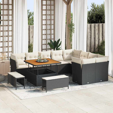 Tuin Sofa Set 12 st 9-Aantal zitplaatsen Zwart en Crème