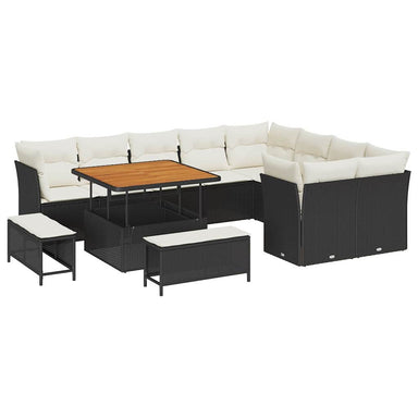 Tuin Sofa Set 12 st 9-Aantal zitplaatsen Zwart en Crème