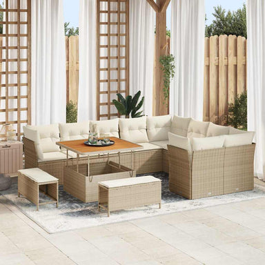 Tuin Sofa Set 12 st 9-Aantal zitplaatsen Beige en Crème