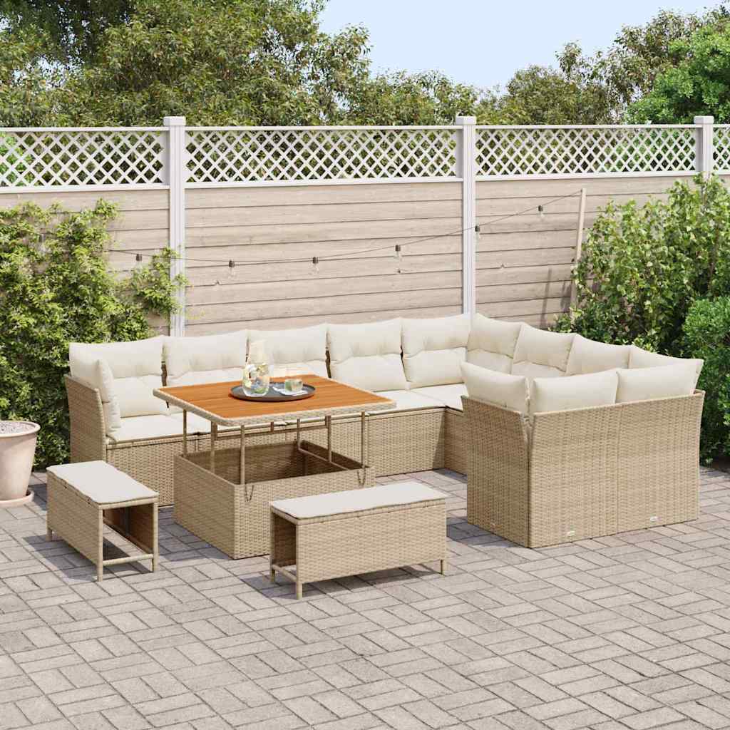 Tuin Sofa Set 12 st 9-Aantal zitplaatsen Beige en Crème