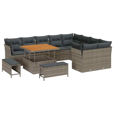 Tuin Sofa Set 12 st 9-Aantal zitplaatsen Grijs poly rattan