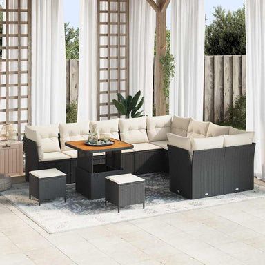 Tuin Sofa Set 12 st 9-Aantal zitplaatsen Zwart en Crème