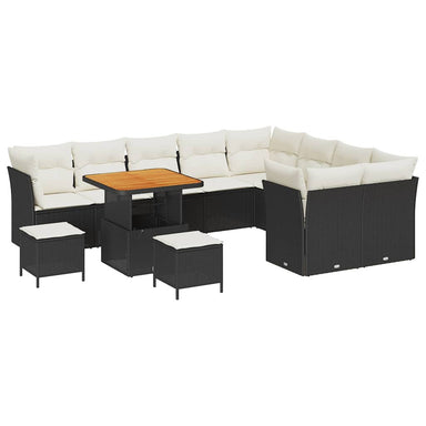 Tuin Sofa Set 12 st 9-Aantal zitplaatsen Zwart en Crème
