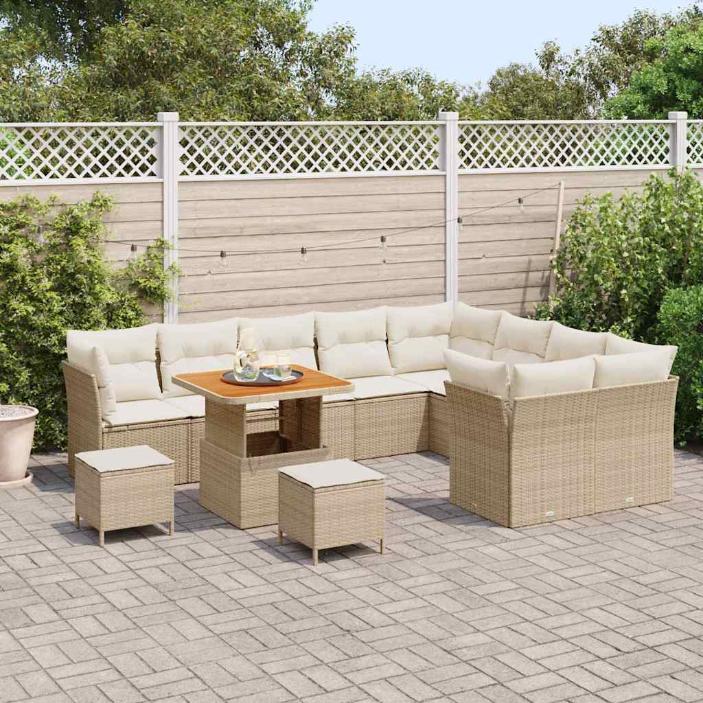 Tuin Sofa Set 12 st 9-Aantal zitplaatsen Beige en Crème