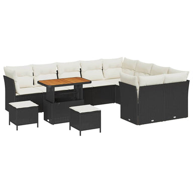 Tuin Sofa Set 12 st 9-Aantal zitplaatsen Zwart en Crème
