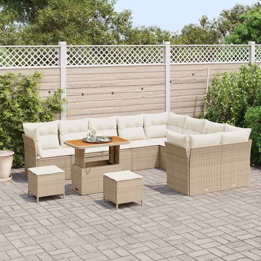 Tuin Sofa Set 12 st 9-Aantal zitplaatsen Beige en Crème