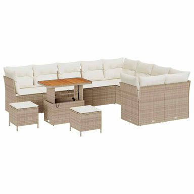 Tuin Sofa Set 12 st 9-Aantal zitplaatsen Beige en Crème