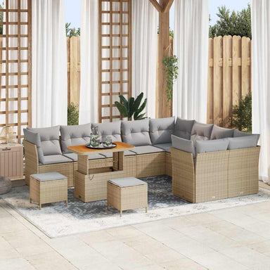 Tuin Sofa Set 12 st 9-Aantal zitplaatsen Beige en Licht Grijs