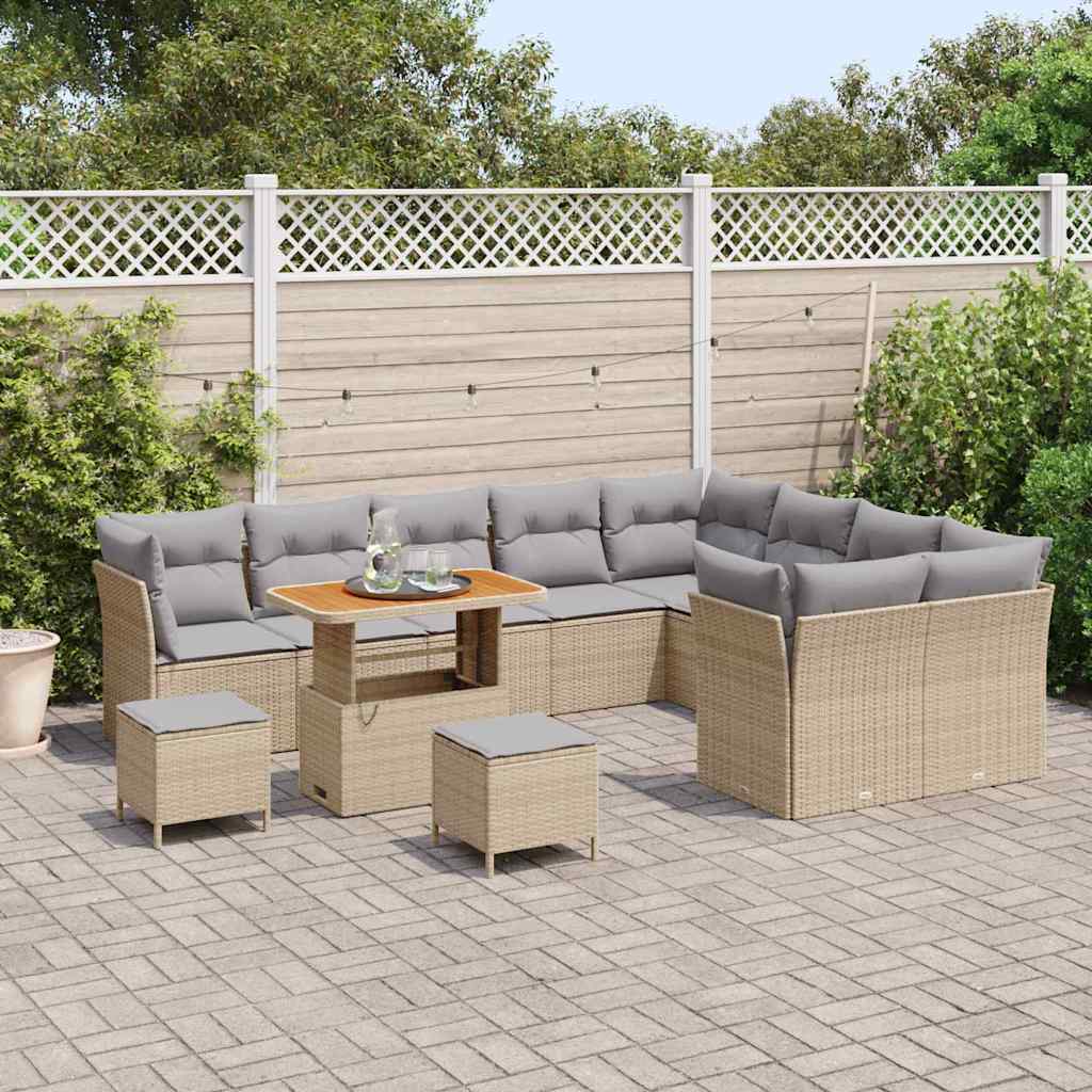 Tuin Sofa Set 12 st 9-Aantal zitplaatsen Beige en Licht Grijs