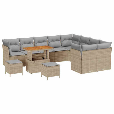 Tuin Sofa Set 12 st 9-Aantal zitplaatsen Beige en Licht Grijs