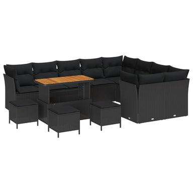 Tuin Sofa Set 13 st 9-Aantal zitplaatsen Zwart poly rattan