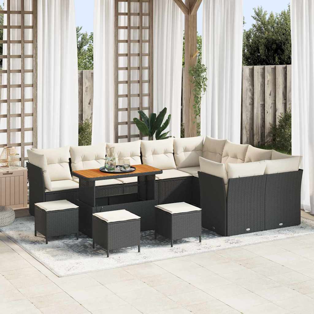 Tuin Sofa Set 13 st 9-Aantal zitplaatsen Zwart en Crème