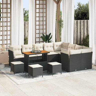 Tuin Sofa Set 13 st 9-Aantal zitplaatsen Zwart en Crème