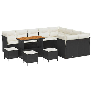 Tuin Sofa Set 13 st 9-Aantal zitplaatsen Zwart en Crème