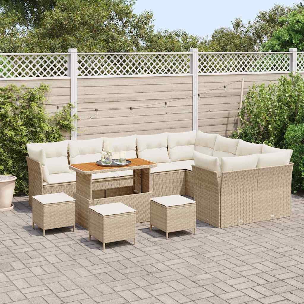 Tuin Sofa Set 13 st 9-Aantal zitplaatsen Beige en Crème