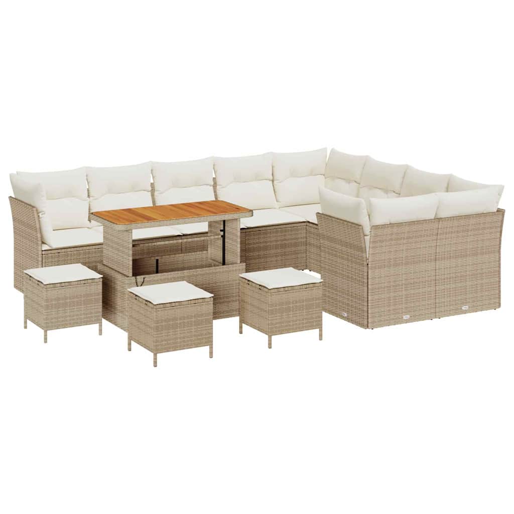 Tuin Sofa Set 13 st 9-Aantal zitplaatsen Beige en Crème