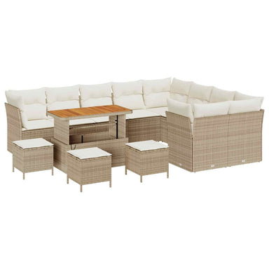Tuin Sofa Set 13 st 9-Aantal zitplaatsen Beige en Crème
