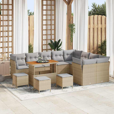 Tuin Sofa Set 13 st 9-Aantal zitplaatsen Beige en Licht Grijs