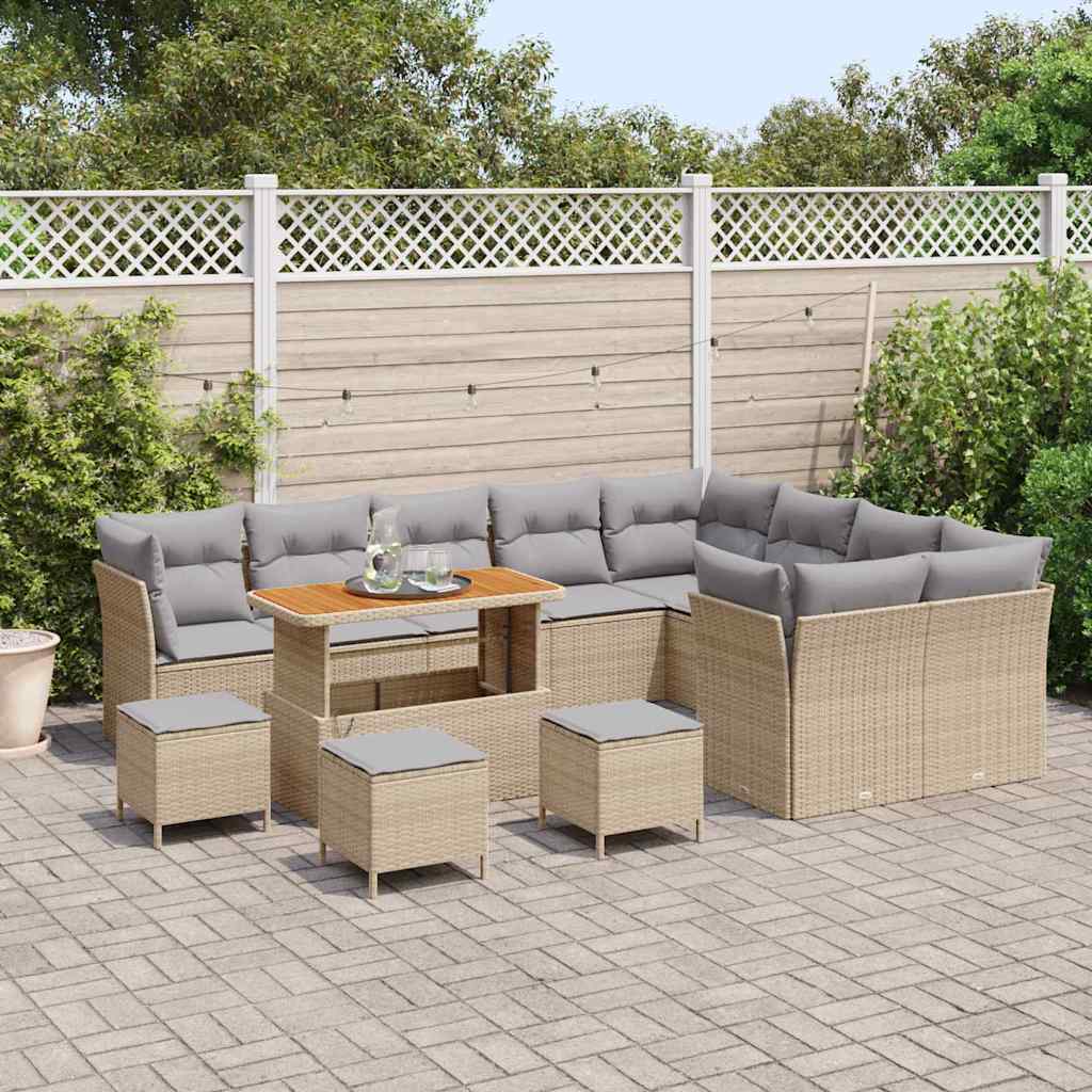 Tuin Sofa Set 13 st 9-Aantal zitplaatsen Beige en Licht Grijs