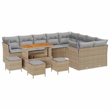 Tuin Sofa Set 13 st 9-Aantal zitplaatsen Beige en Licht Grijs