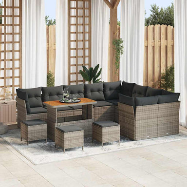 Tuin Sofa Set 13 st 9-Aantal zitplaatsen Grijs poly rattan