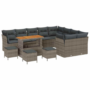 Tuin Sofa Set 13 st 9-Aantal zitplaatsen Grijs poly rattan