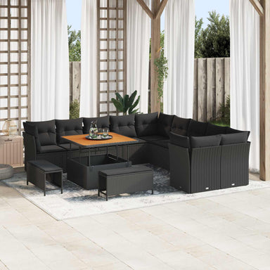 Tuin Sofa Set 13 st Zwart poly rattan