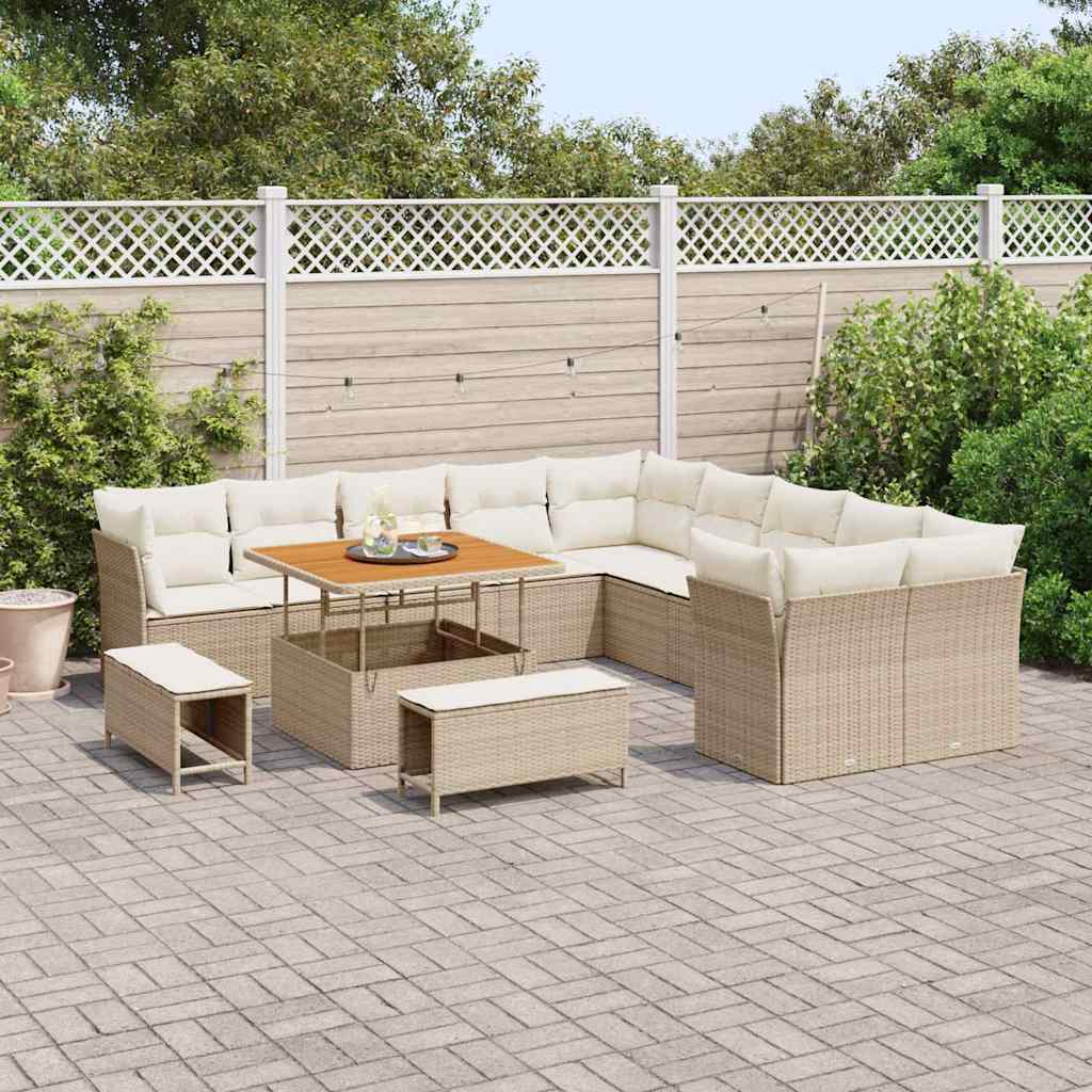 Tuin Sofa Set 13 st Beige en Crème poly rattan