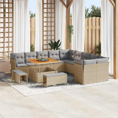 Tuin Sofa Set 13 st Beige en Licht Grijs poly rattan