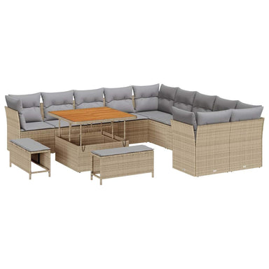 Tuin Sofa Set 13 st Beige en Licht Grijs poly rattan