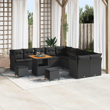 Tuin Sofa Set 13 st Zwart poly rattan
