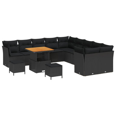 Tuin Sofa Set 13 st Zwart poly rattan