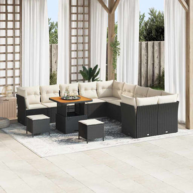 Tuin Sofa Set 13 st Zwart en Crème poly rattan