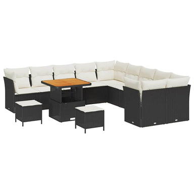 Tuin Sofa Set 13 st Zwart en Crème poly rattan