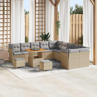 Tuin Sofa Set 13 st Beige en Licht Grijs poly rattan