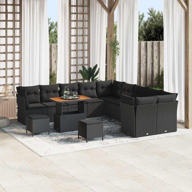 Tuin Sofa Set 13 st Zwart poly rattan